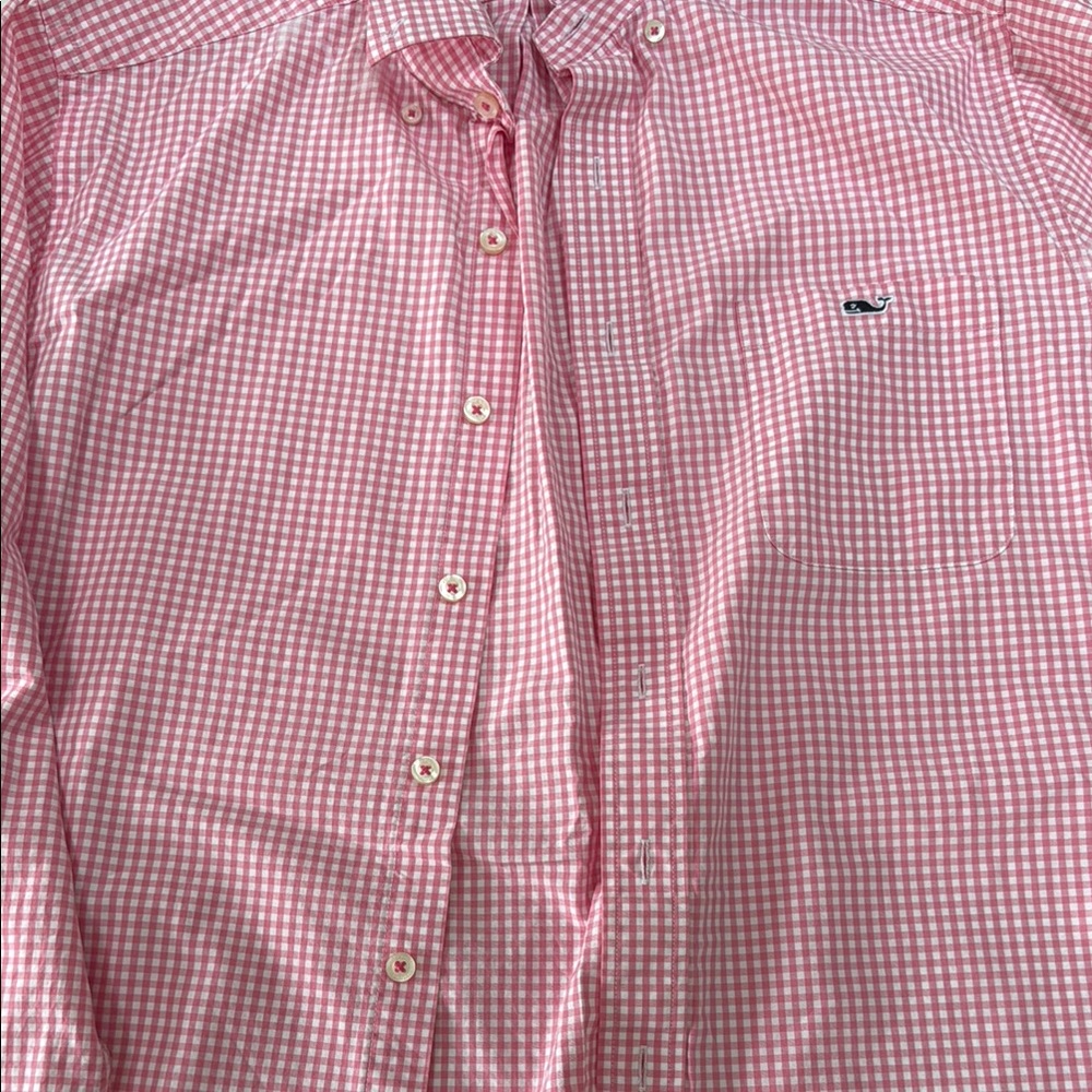 Vineyard Vines Men's Pink Checkered Button Down Shirt
